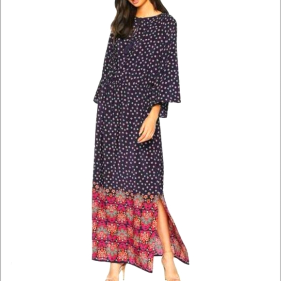 Juicy Couture Dresses & Skirts - Juicy Couture Black Label Silk Maxi Dress Navy Floral Allover Print Size Medium